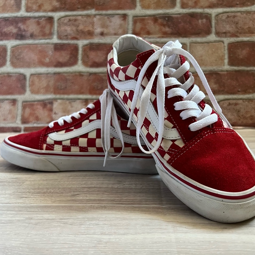 Vans Old Skool Check Shoes Red/White Unisex Sz: W7 M5.5